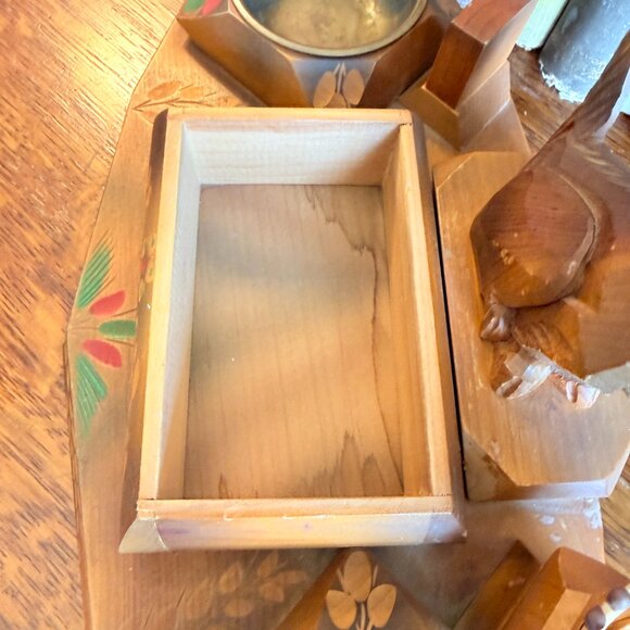 1940's Hand Carved Tramp Art Dresser Valet - Picture 8 of 17